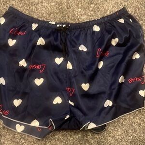 Women's Navy Heart Print Sleep Shorts